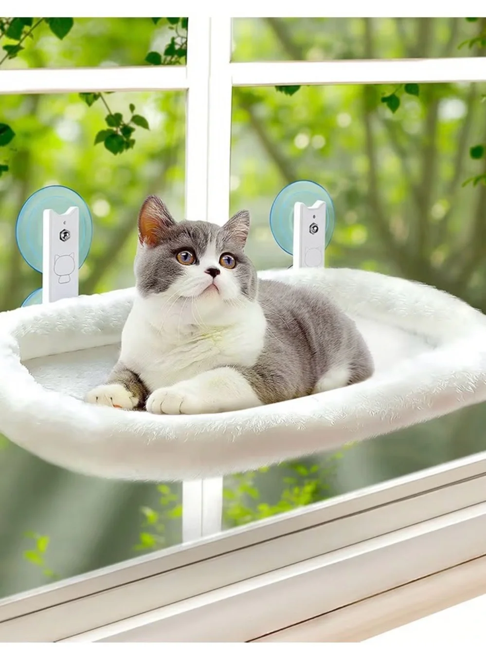 Window-Mounted Cat Hammock Bed - White